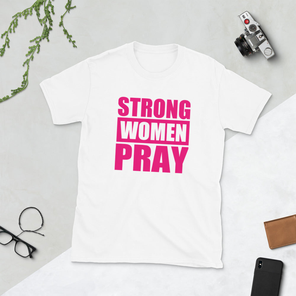 Strong Women Pray T-Shirt Short Sleeve Faith Graphic Tee for Women