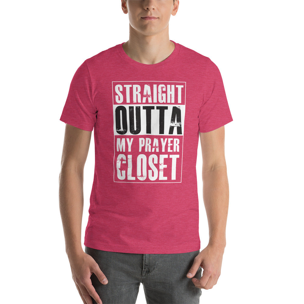 Straight Outta Prayer Closet Christian T-Shirt – soft unisex faith-based apparel for prayer groups, church wear, and everyday Christian fashion