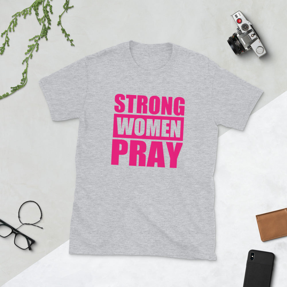 Strong Women Pray T-Shirt Short Sleeve Faith Graphic Tee for Women