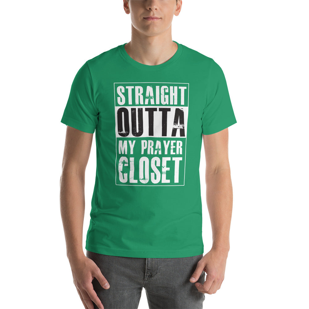 Straight Outta Prayer Closet Christian T-Shirt – soft unisex faith-based apparel for prayer groups, church wear, and everyday Christian fashion