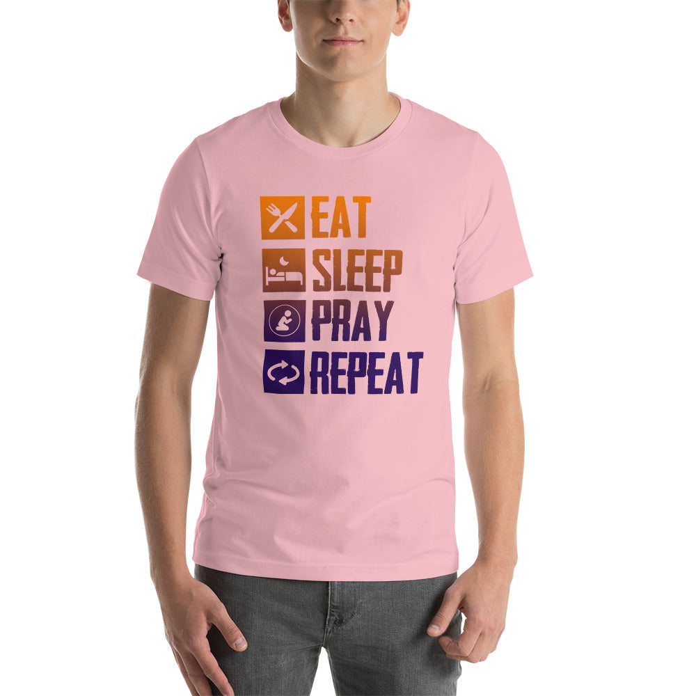 Eat Sleep Pray Repeat Inspirational T-Shirt for Men and Women, Faith Motivational Tee, Soft Cotton Spiritual Shirt
