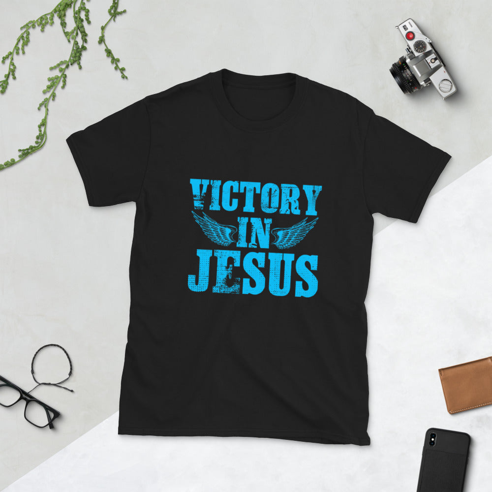 Victory In Jesus Christian Graphic Tee Shirt for Men and Women – Inspirational Faith Apparel