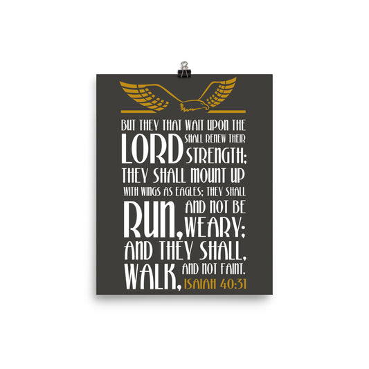 ISAIAH 40:31 Bible Verse Wall Art 8x10 Inspirational Christian Poster