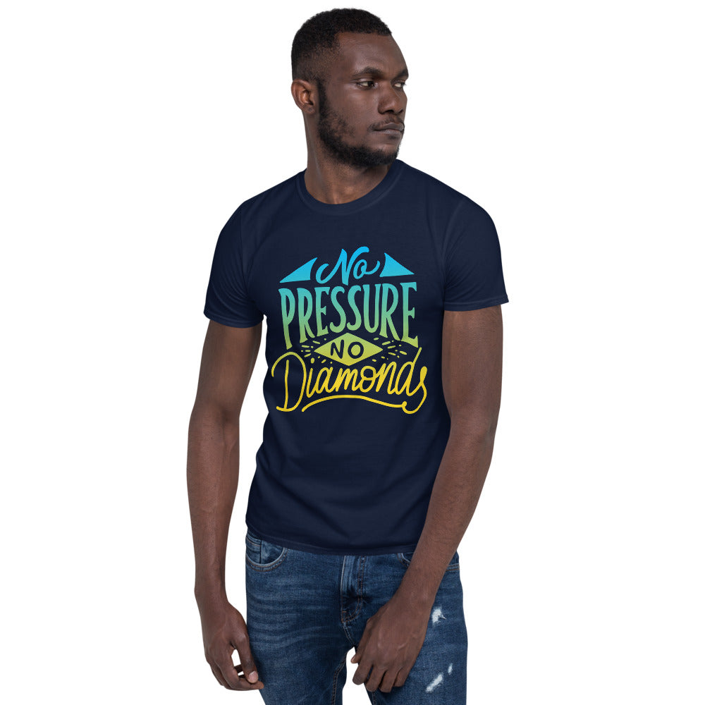 No Pressure No Diamonds inspirational short sleeve t-shirt, 100% cotton, faith-based motivational tee