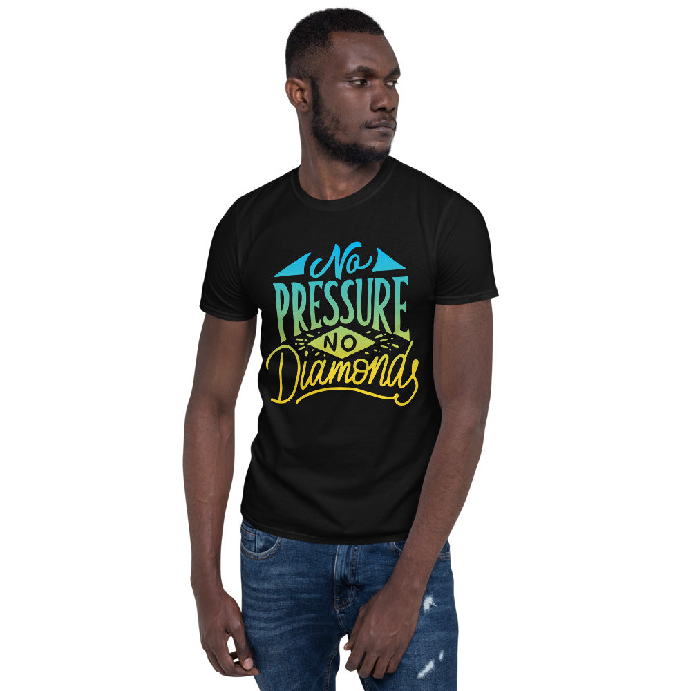 No Pressure No Diamonds inspirational short sleeve t-shirt, 100% cotton, faith-based motivational tee