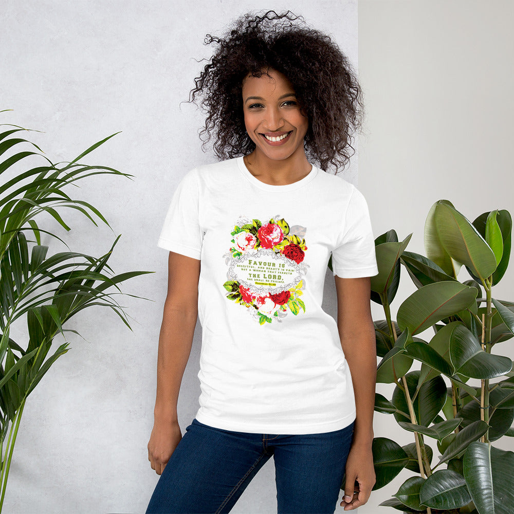 Christian Jesus T-Shirt with Faith Floral Graphic in White Cotton