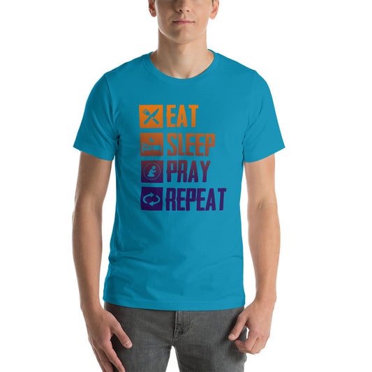 Eat Sleep Pray Repeat Inspirational T-Shirt for Men and Women, Faith Motivational Tee, Soft Cotton Spiritual Shirt