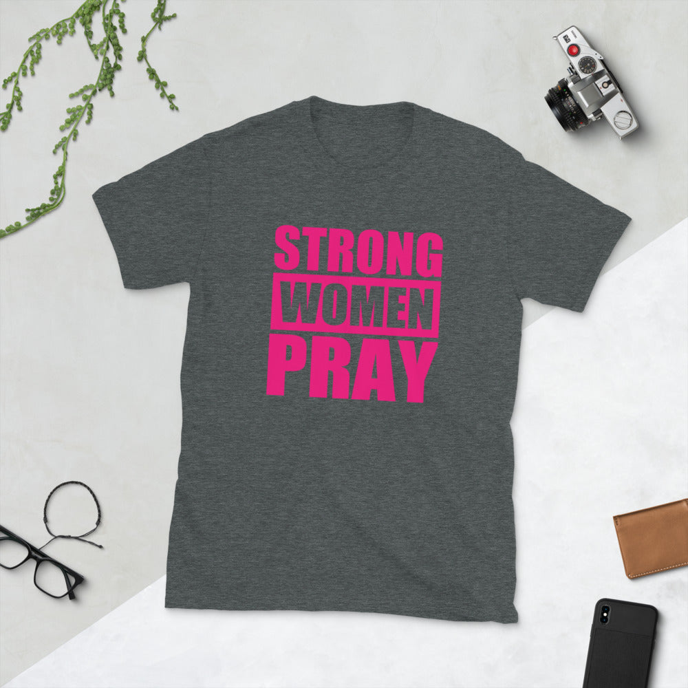 Strong Women Pray T-Shirt Short Sleeve Faith Graphic Tee for Women
