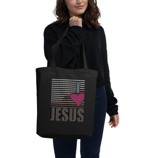 I Love Jesus Eco Tote Bag | Organic Cotton Religious Shoulder Bag for Groceries, Beach, and Daily Use
