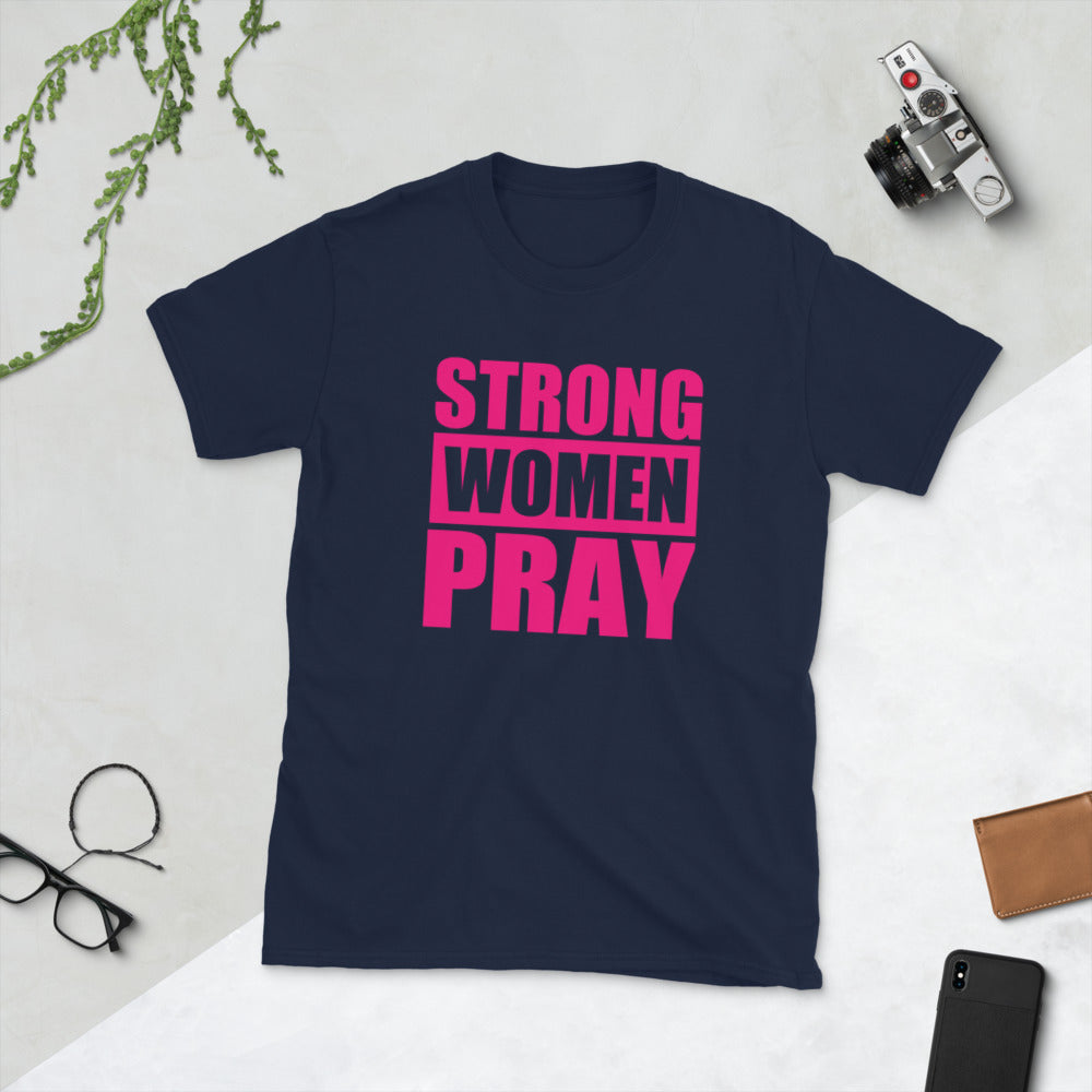 Strong Women Pray T-Shirt Short Sleeve Faith Graphic Tee for Women