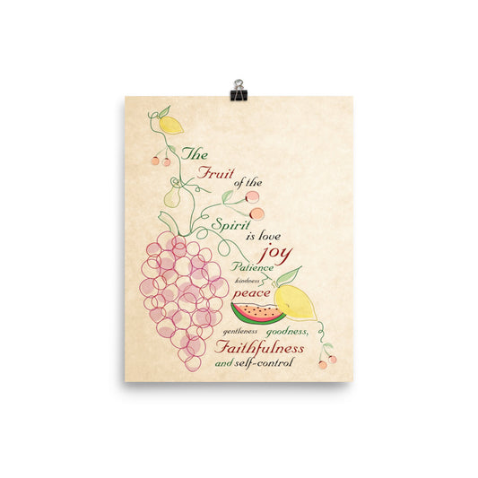 Fruit of the Spirit Bible Verse Wall Art Print for Christian Home Décor, Inspirational Scripture Poster on Matte Paper