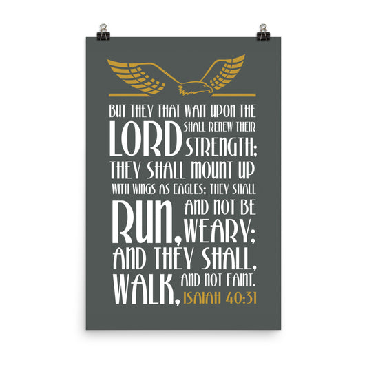 ISAIAH 40:31 Christian Scripture Wall Art Print 8x10 inspirational Bible verse home décor