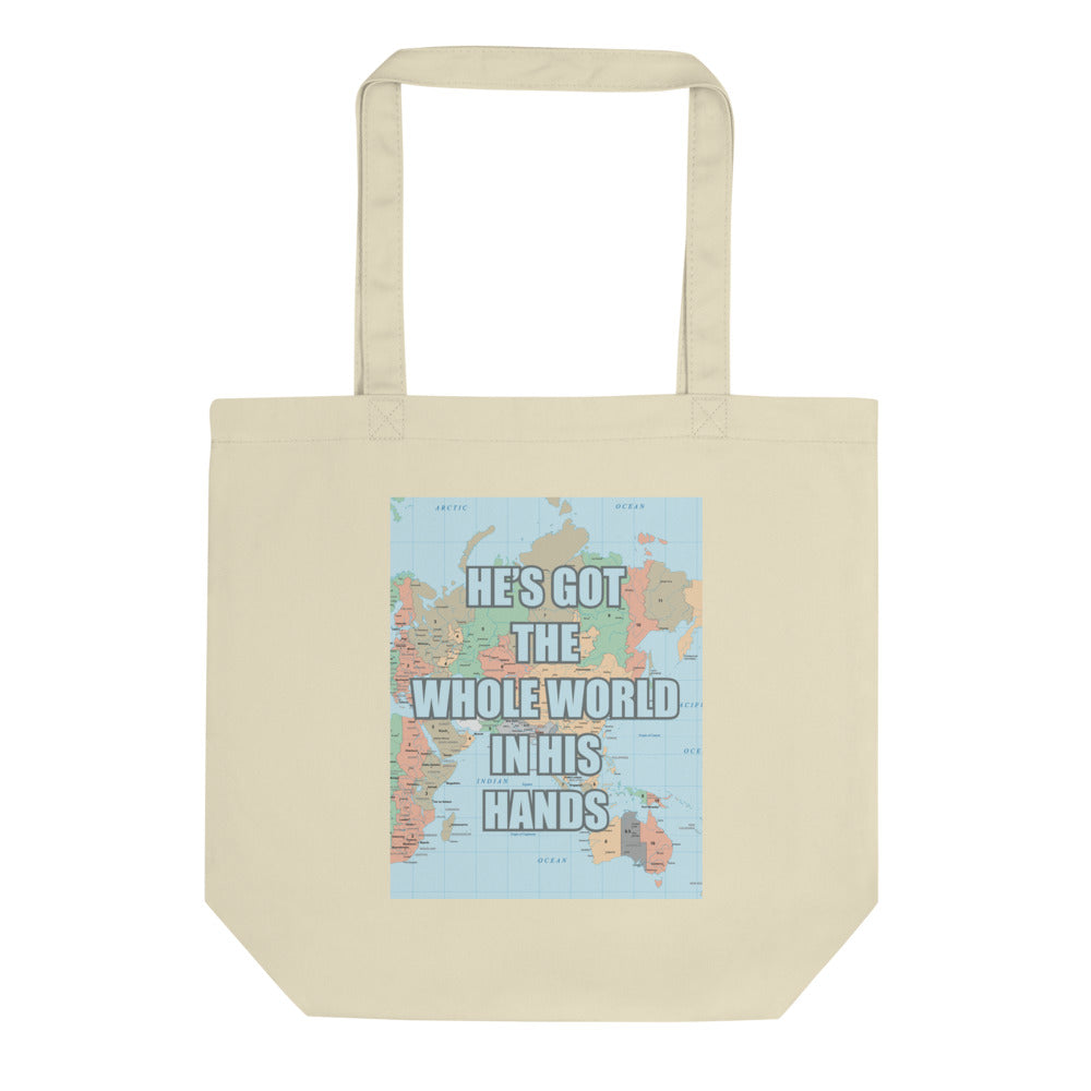 Christian Eco Tote Bag He Got the Whole World in His Hands Organic Cotton Canvas