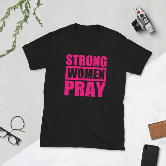 Strong Women Pray T-Shirt Short Sleeve Faith Graphic Tee for Women