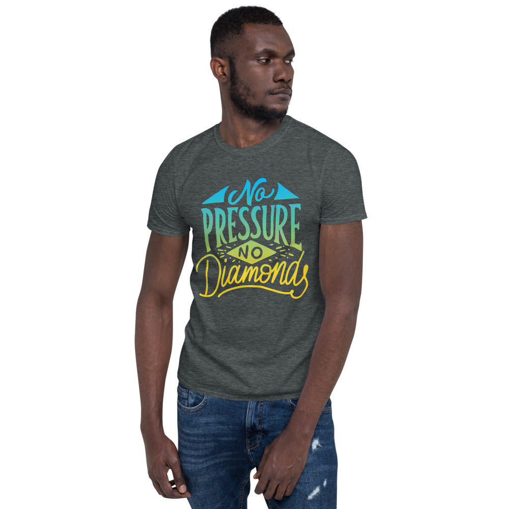 No Pressure No Diamonds inspirational short sleeve t-shirt, 100% cotton, faith-based motivational tee